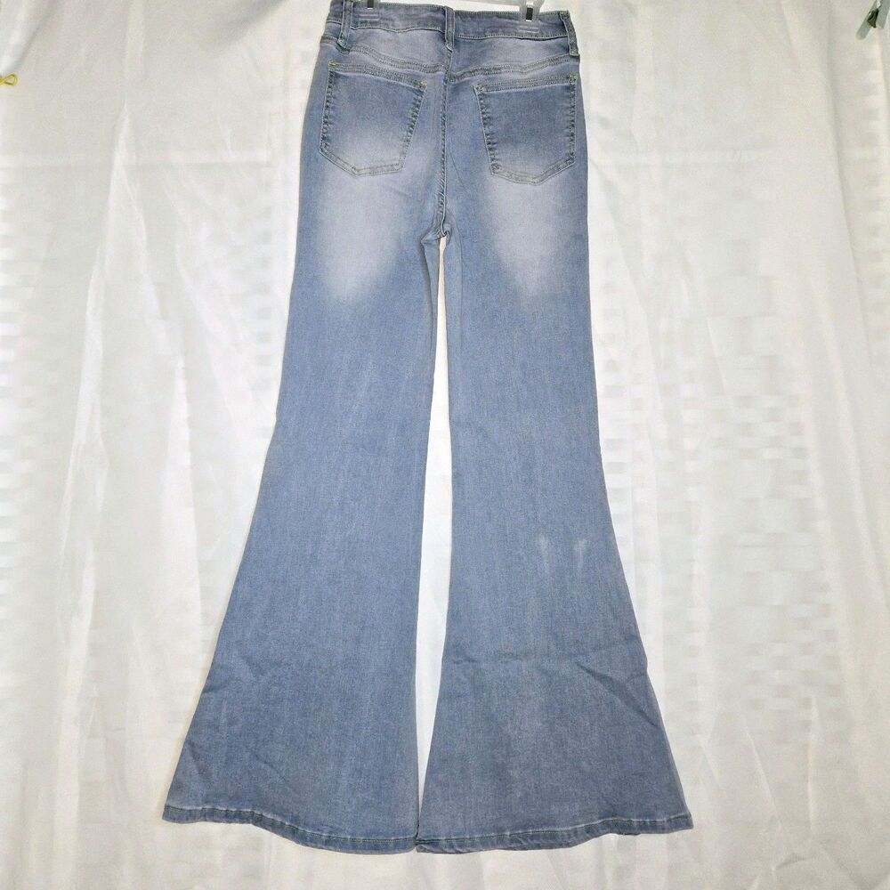 ALTAR'D STATE Jeans Flared Bottoms Boho LightBlue HighRise Women Size 24 Med NEW - Picture 8 of 11